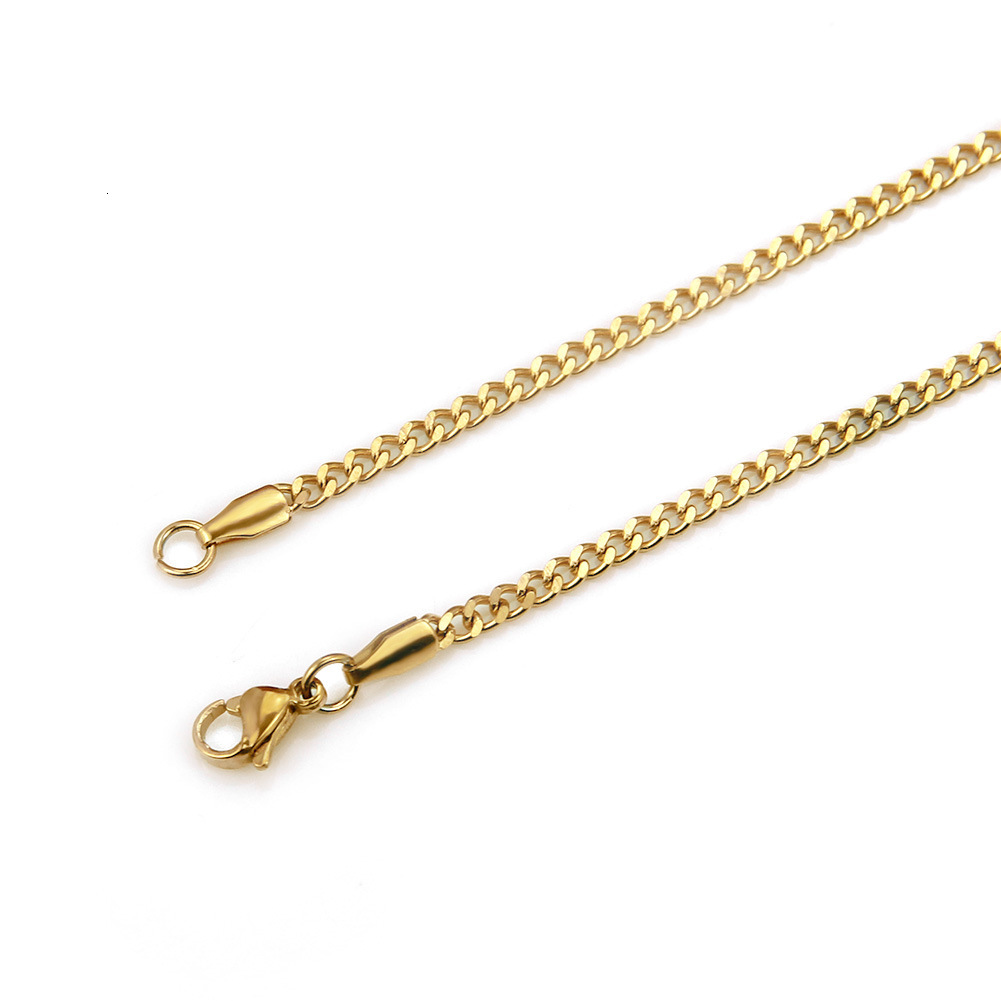 Luxury Jewelry Designer Jewelry Amazon Hot-selling European And American Hip-hop Men's Stainless Steel Thin Vacuum Electroplated Chain Necklace C