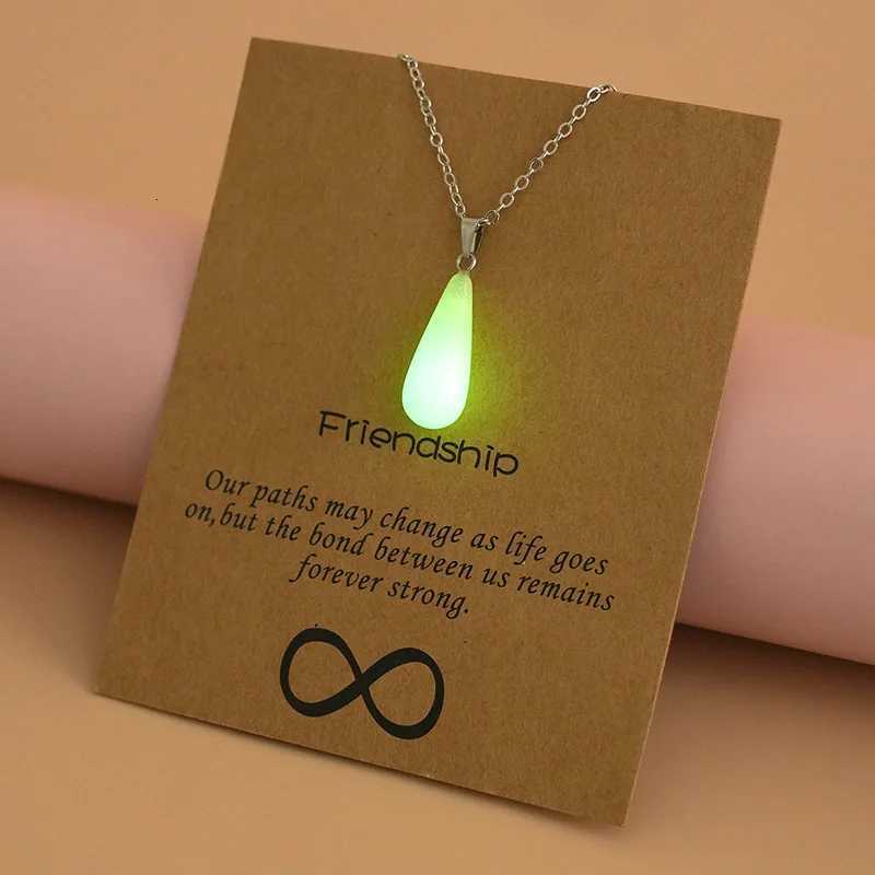 New Punk Luminous Cross Necklace Round Star Water Drop Geometric Natural Stone Pendant for Men Glow In The Dark Gothic Jewelry W250712