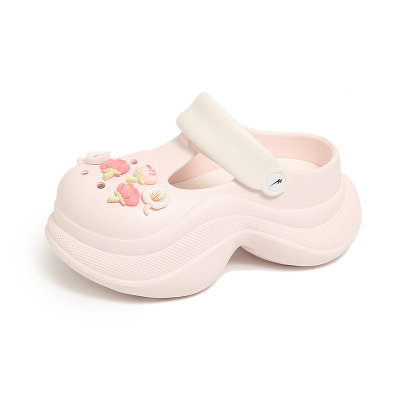 Cute Thick-soled Clogs for Women Suitable for Outdoor Wear 2025 New Style Beach Anti-slip Toe-covered Slippers for Women in Summer