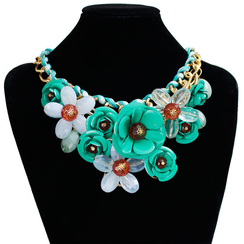 Luxury Jewelry Designer Jewelry European And American Cross-border Necklace Iron Flower Cotton Rope Woven Exaggerated Collarbone Chain Elegant Fashion