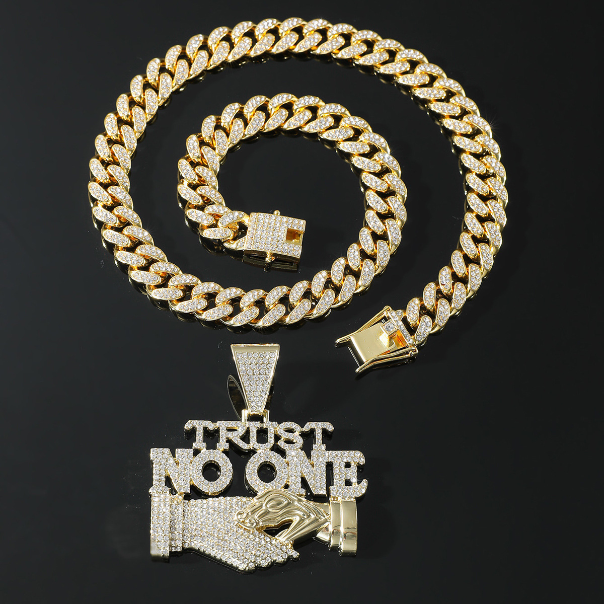 Luxury Jewelry Designer Jewelry European And American Hip-hop Alloy Full Diamond Letter Splicing Pendant Chain Necklace Nightclub Accessories Men'