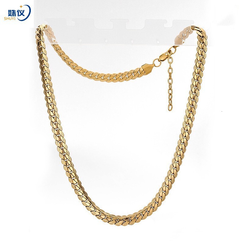 Luxury Jewelry Designer Jewelry Necklace Embossed Chain Hip Hop Thick Chain Titanium Steel Encrypted Embossed Chain Cross-border Hot Sale In Stock