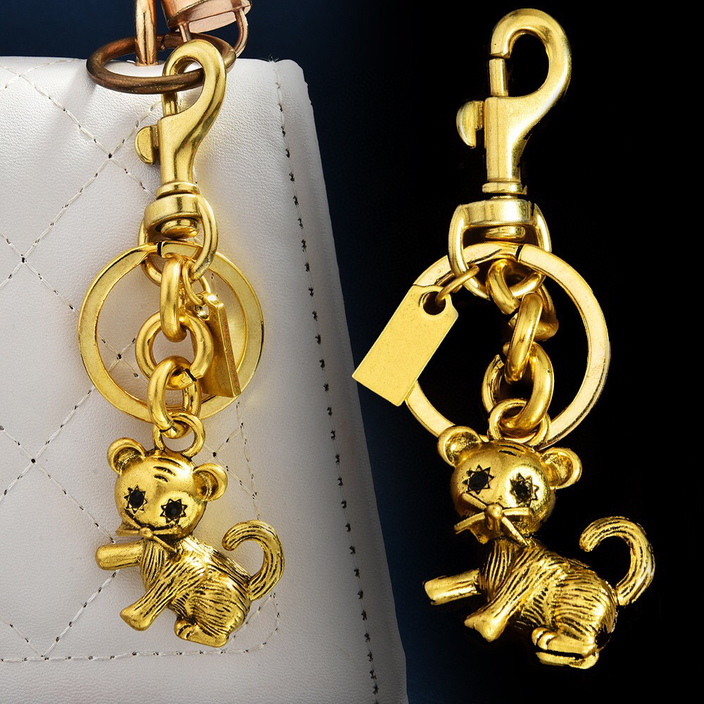 Designer bag charm small Cat Dinosaur Bag Charm Co ch Keychain Gold Round looped women Lanyards Keychains strap palladium dice Style Ring Keyring Hangings key chain