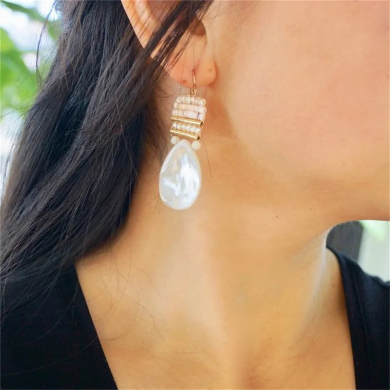 Earrings for women Jewelry Shell Drop Earrings 2mm Freshwater Pearl Ladies Fashion Jewelry Bohemian Style White Earrings 250711