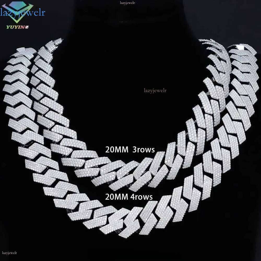 Fine jewelry 20mm wide necklace bracelet VVS dia hip hop Cuban Link Chain GRA D Moissanite sterling sier gold plate
