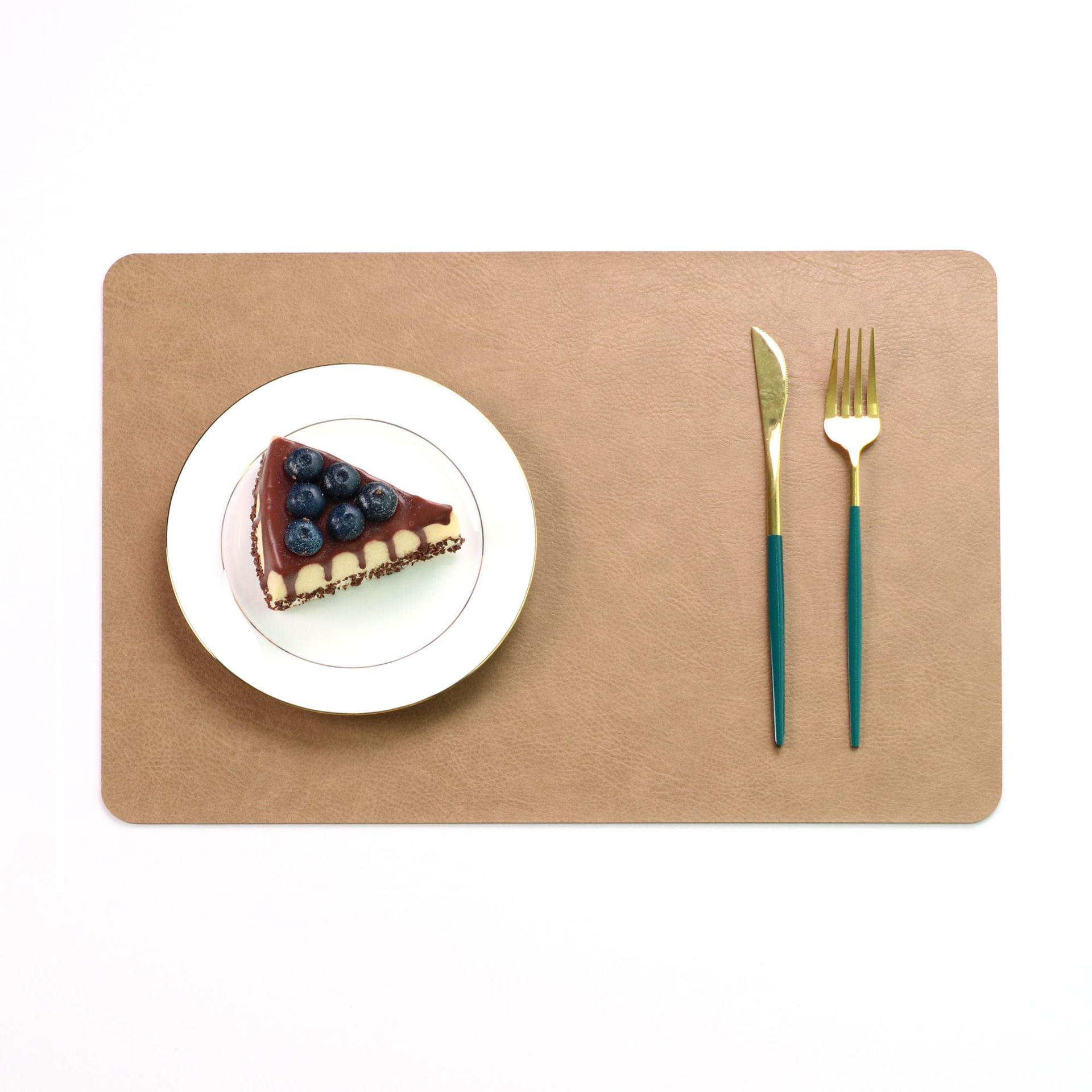 Square Double-Layer Cowhide PU Leather Placemat Texture Waterproof Heat-Resistant Table Mats Home Hotel Dining