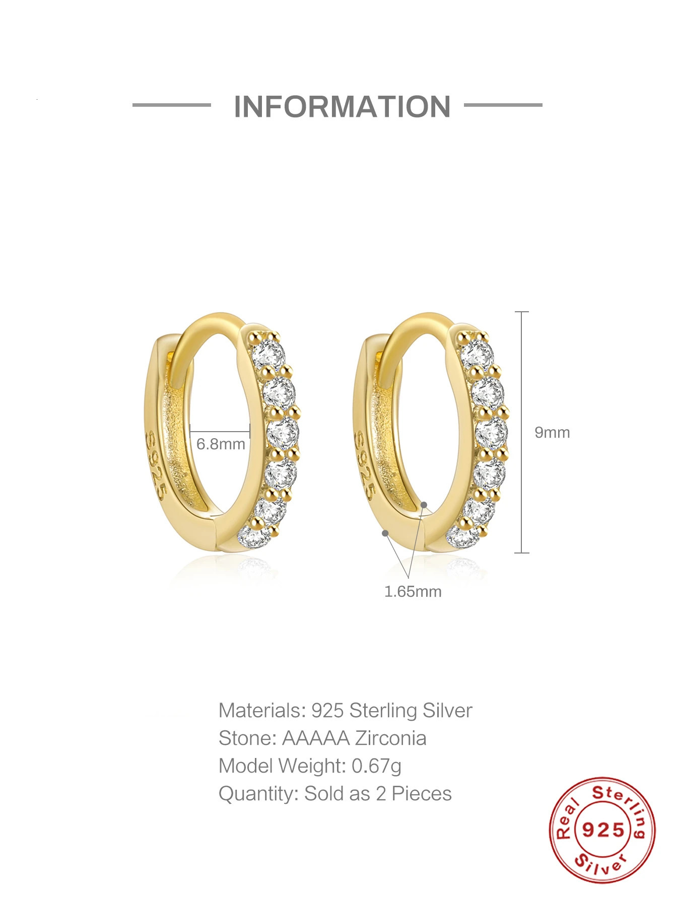 CANNER Real 925 Sterling Silver Hoop Earrings for Women Round Circle Earring Zircon Piercing Earings personalized Trend Jewelry 250708
