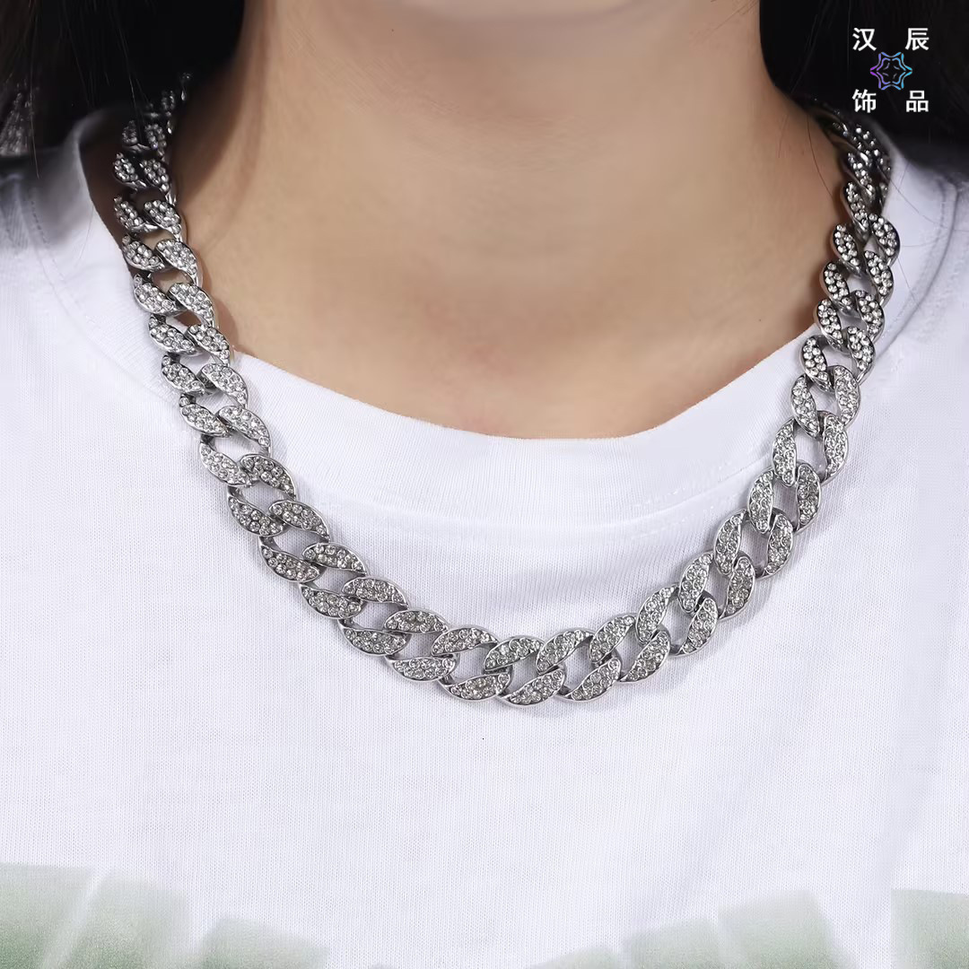 Luxury Jewelry Designer Jewelry European And American Cross-border Inlaid Diamond Chain Full Diamond Necklace Men's Unique Niche Design 2025 New 