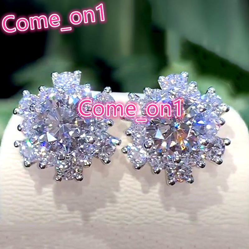 Creative Flowers Shaped Fashion Wedding Earrings Women Circle Cubic Zirconia Silver Plated Women Wedding CZ Stud Earrings