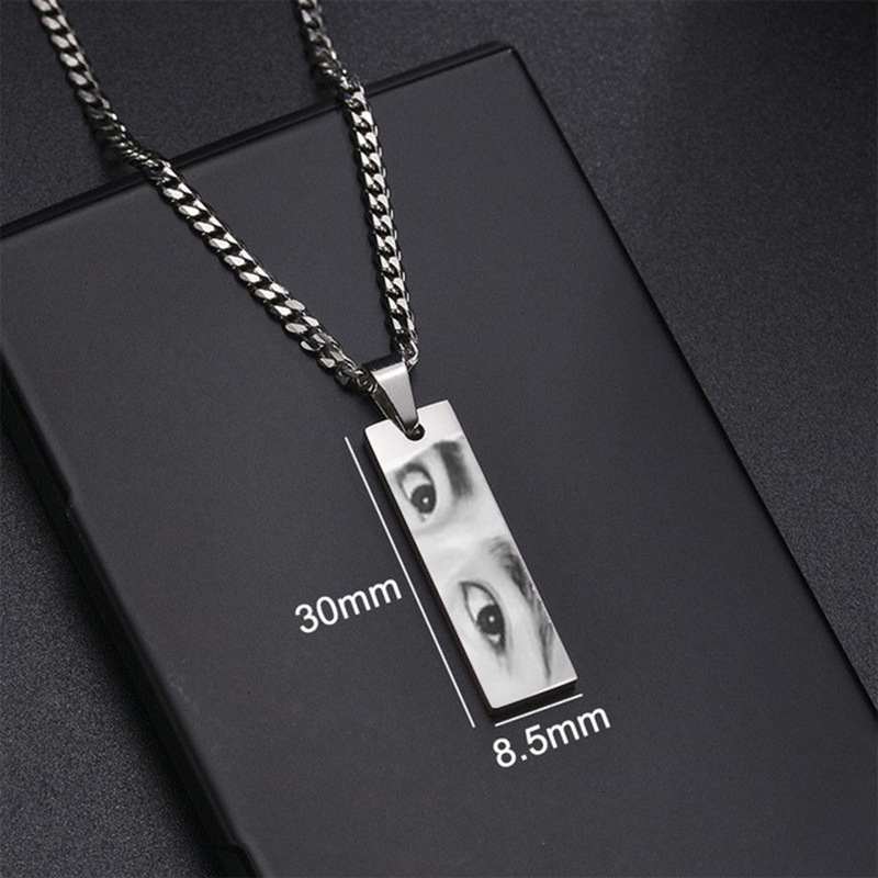 Luxury Jewelry Designer Jewelry SHEIN Cross-border Hot Sale Custom Eye Photo Necklace DIY Custom Stainless Steel Eye Picture Engraving Necklace