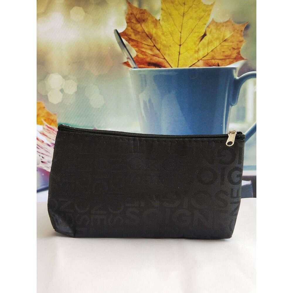Korean Style Casual Letter Jacquard Horizontal Square Handheld Makeup Pouch Toiletry Bag for Women
