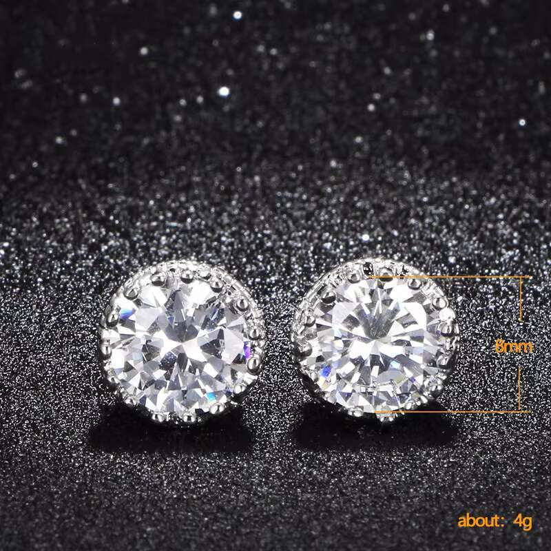 Beautiful Cubic Flower Round Zircon Stud Earring Girls Chic Dainty Romantic Silver Stud Earrings Women