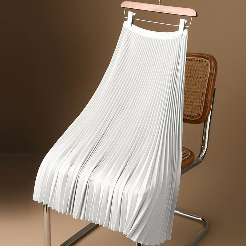 X4220 Women's high waist pleated skirt women's spring and autumn new Korean style slim medium and long