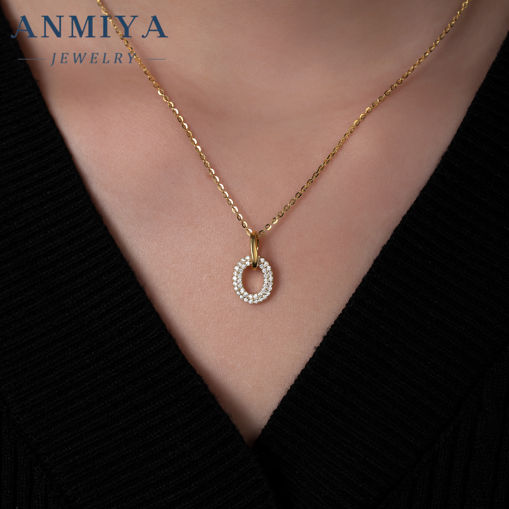 925 Sterling Silver Micro Pave Zirconia Pendant Choker Chain Necklace for Gift Engagement Party Wholesale