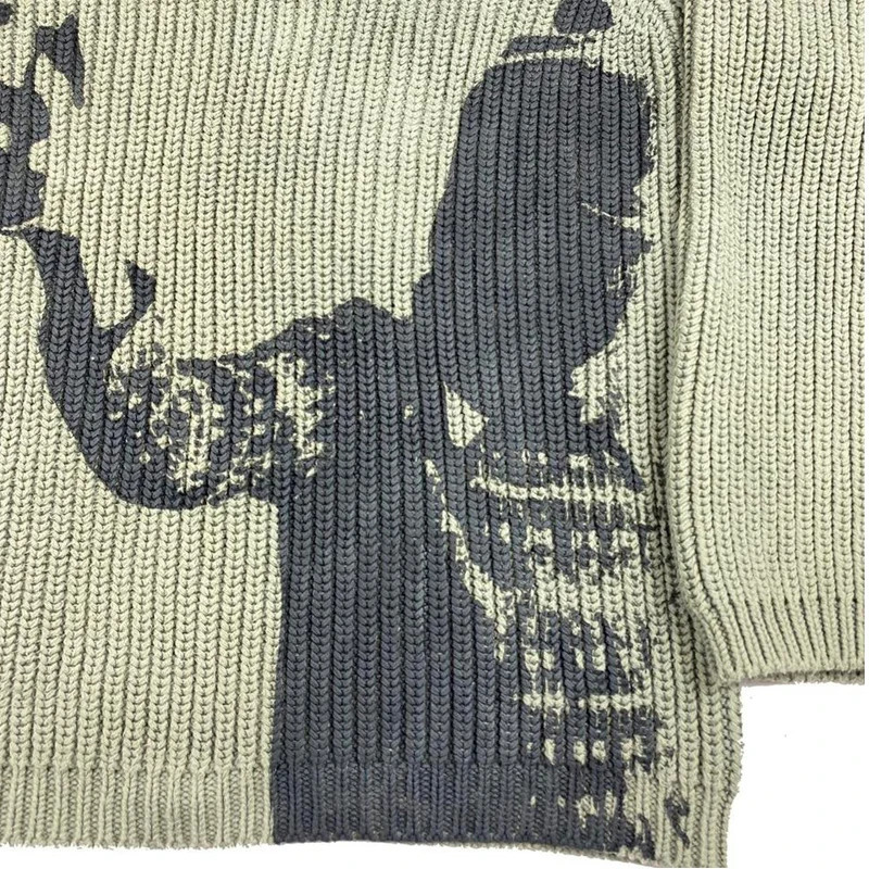 Mens Vintage Knit Sweaters Fall/Winter Pullover Sweater Turtleneck Unisex Y2K Harajuku Oversized Sweater Print Chic Aesthetics 250708