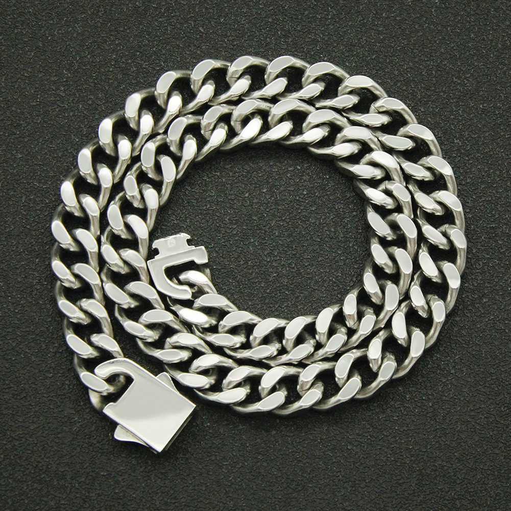 Luxury Jewelry Designer Jewelry European And American Hip-hop Punk Smooth Stainless Steel Spring Buckle Chain Trendy Men's Necklace Cool And Domi