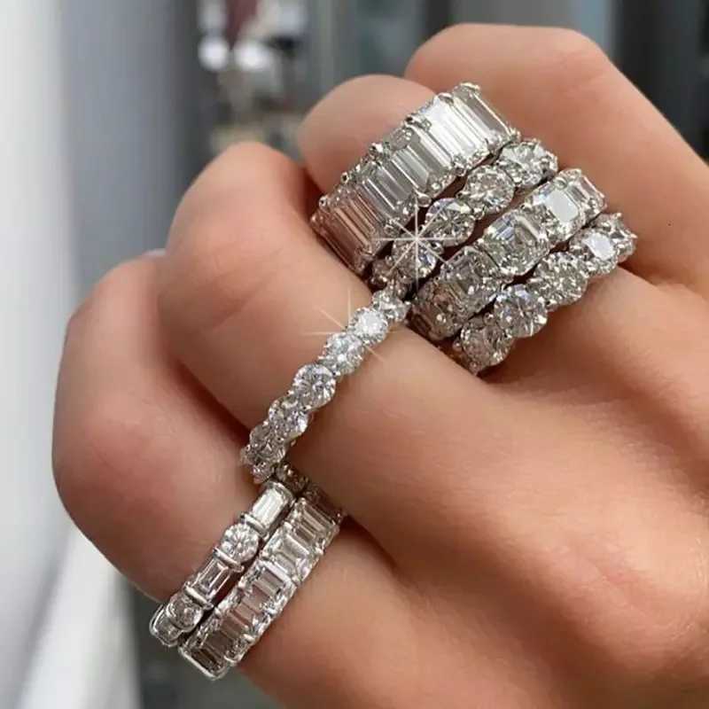 Fashion Brand Eternity Ring 925 Sterling Silver Moissanite CZ Engagement Wedding Band Rings for Women Men Finger Party Jewelry y250712