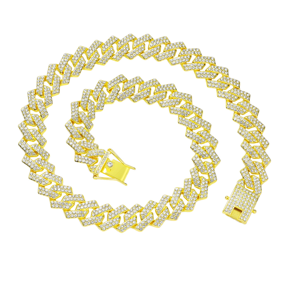 Luxury Jewelry Designer Jewelry European And American Hip-hop Style New Diamond-studded Rhombus Chain Necklace Trendy Nightclub Personality Collarbone