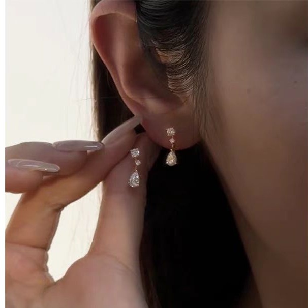 Choucong Ins Top Sell Dangle Earrings Simple Fashion Jewelry 925 Sterling Silver Water Drop Pear Cut 5A Zircon CZ Diamond Party Sweet Cute Party Women