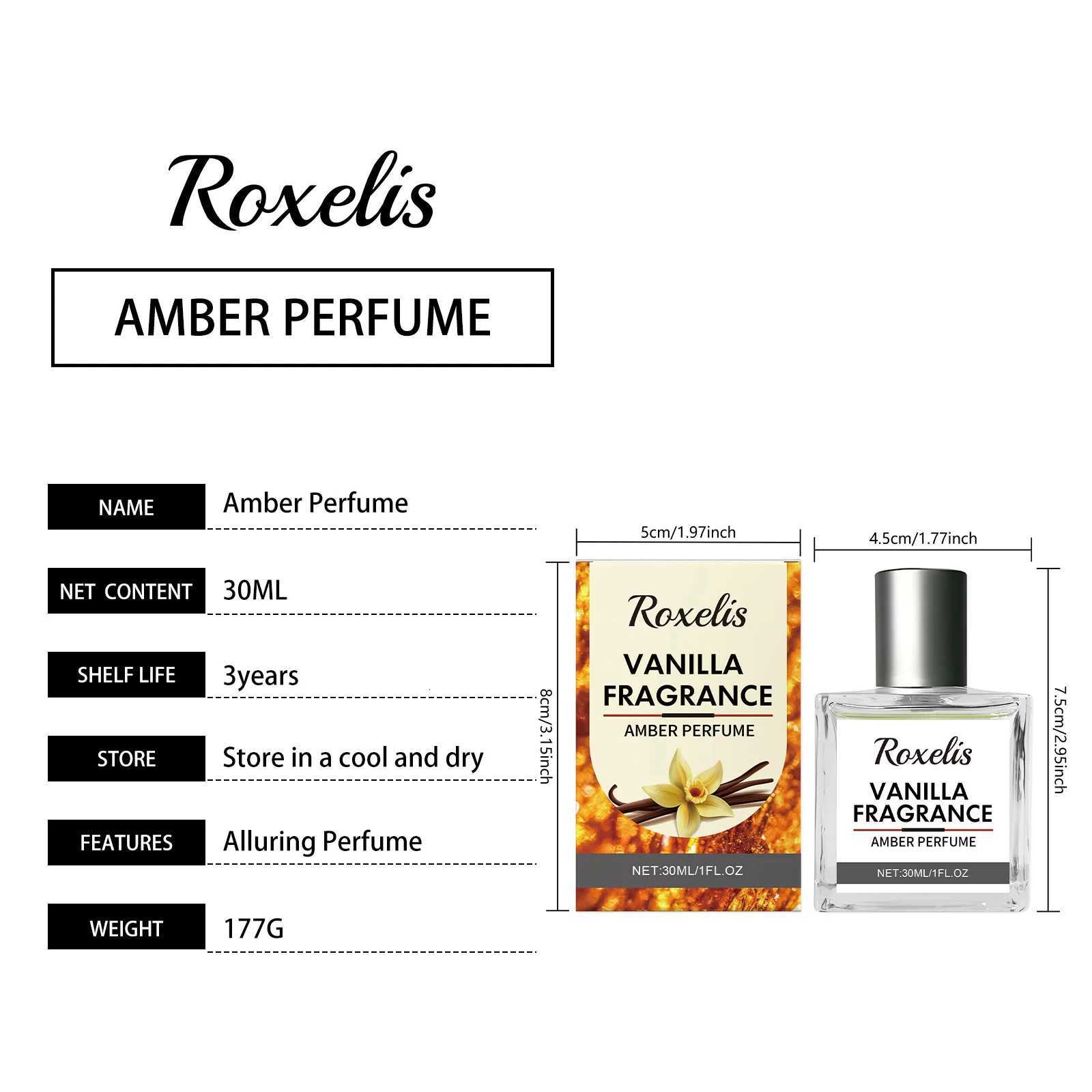 Roxelis 30ml Vanilla Amber Perfume Light Fragrance Charm Release Fresh Wood Scent Dating Atmosphere Pheromone Body Perfume W250712