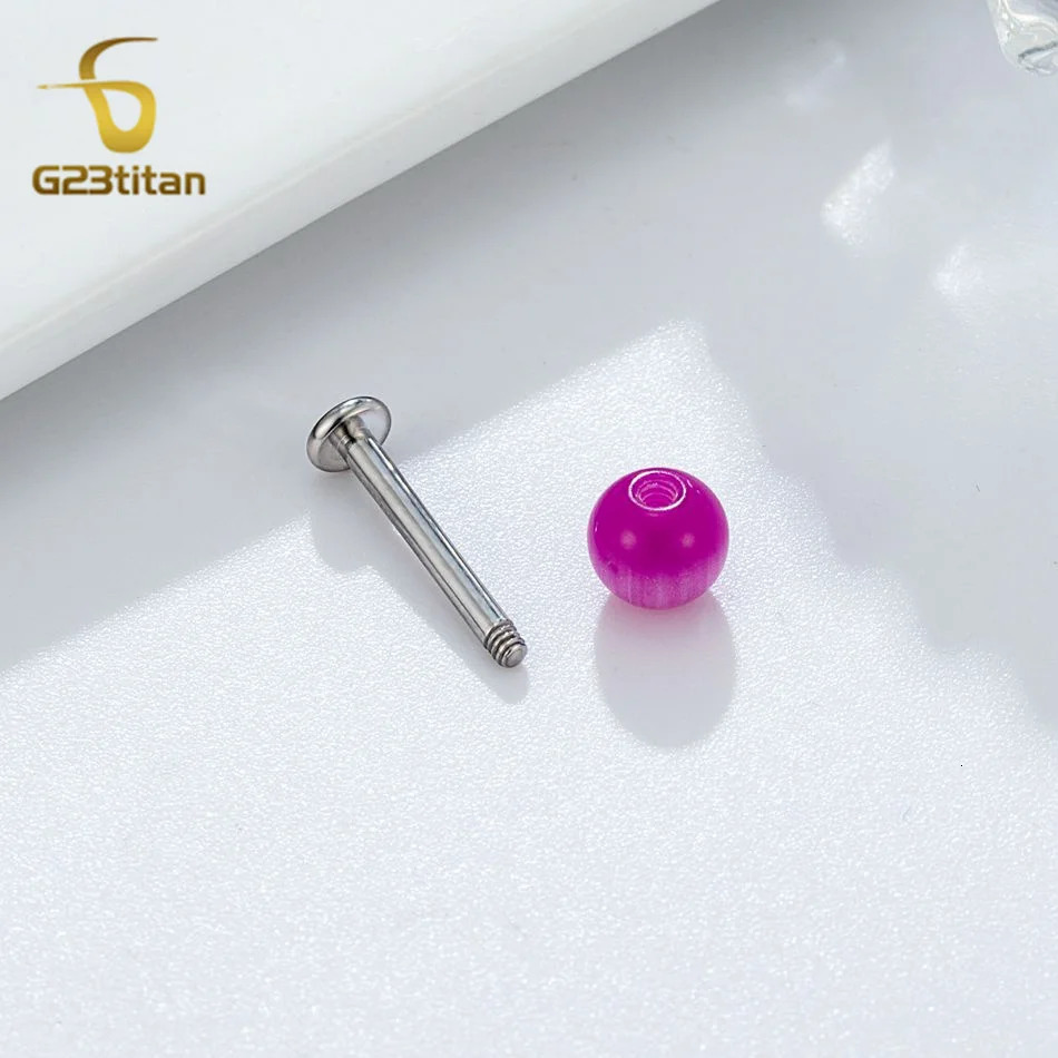 1pc 14G Bar Colors Acrylic Ball Ear Cartilage Helix Lobe Lip Piercings Tongue Rings 6-12mm Threaded Labret Stud Jewelry 250708