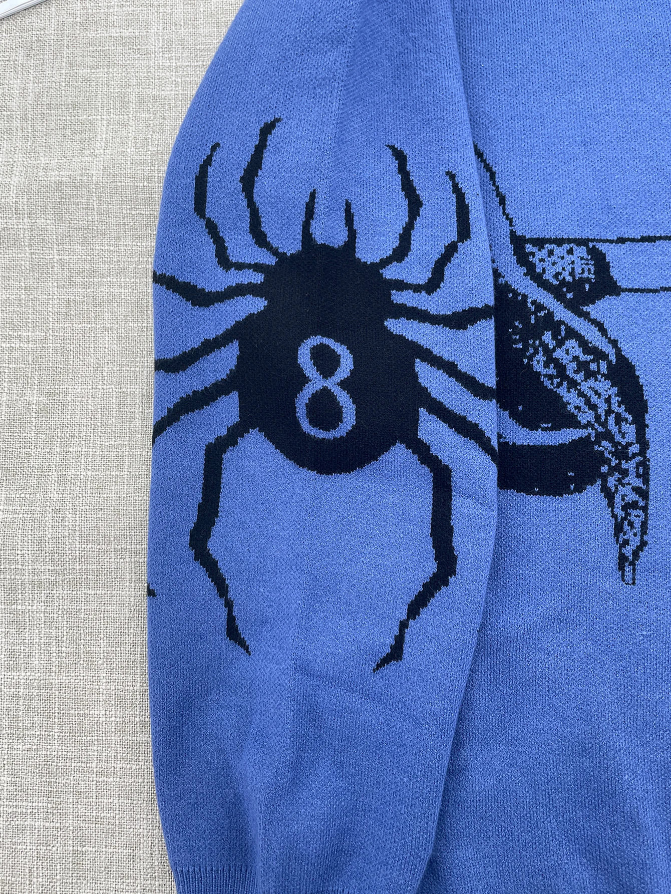Y2K Anime Pattern Blue Sweater Mens Knitted Sweater Harajuku Retro Knitted Sweater Unisex Pullover Winter Sweater Fashion 250708