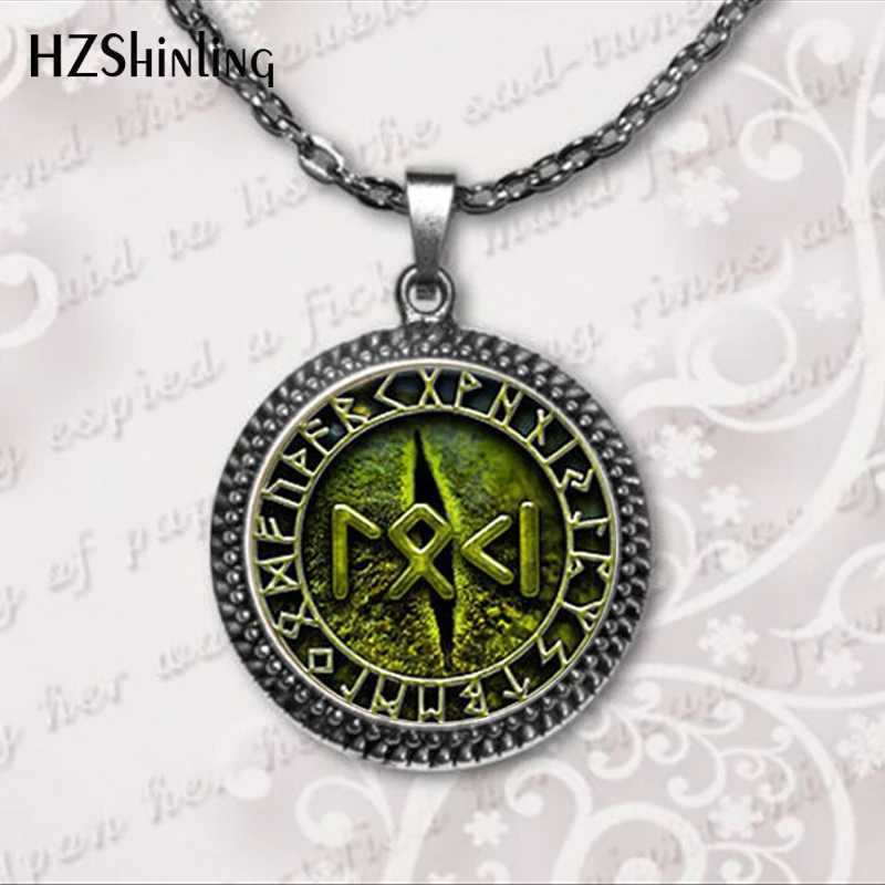 2018 New Fashion Vintage Snake Eye Loki Petite Rune Written Pendant Jewelry Cabochon Necklace HZ1 W250712