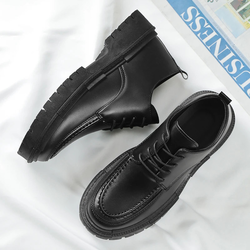 Thick Sole Formal Black Men Leather Shoes Platform Casual Shoes Wedding Dress Oxfords Shoes Men Work Shoes 250712