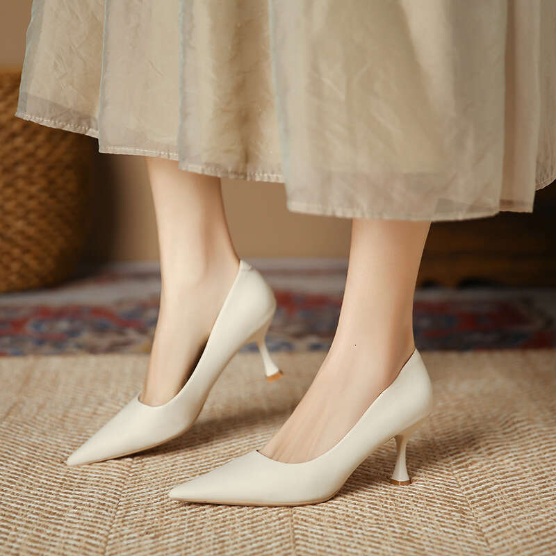 3351-18 Stiletto Black French Pointed Toe High Heels 2023 Professional Simple Comfortable Work Single Shoes for Women