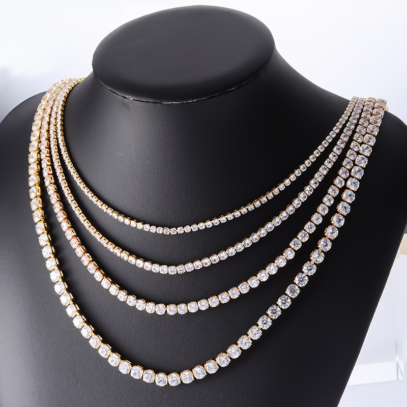 Luxury Jewelry Designer Jewelry Kashi Chain European And American Hip-hop Necklace For Women, Personalized Full Zircon Fashion Trend Copper Inlaid Zir