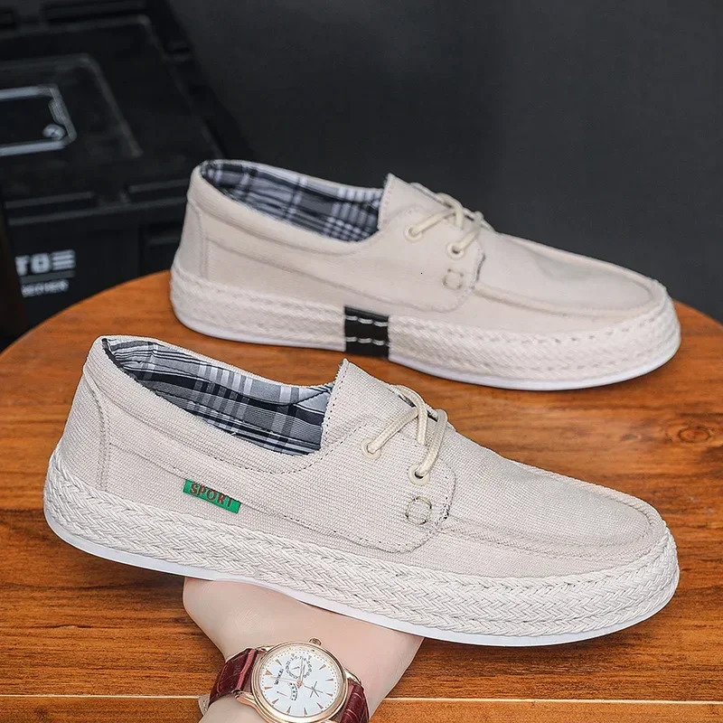 Men Summer Canvas Shoes Breathable Comfortable Casual Shoes Outdoor Walking Sneakers Loafers for Men Vulcanized Shoes 250708