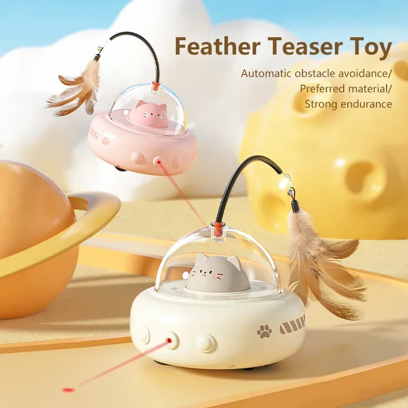 Intelligent Cat Toy Red Dot Laser with Rainbow Light Obstacle Avoidance USB Charging Automatic Standby Bionic Cat Teaser 250708