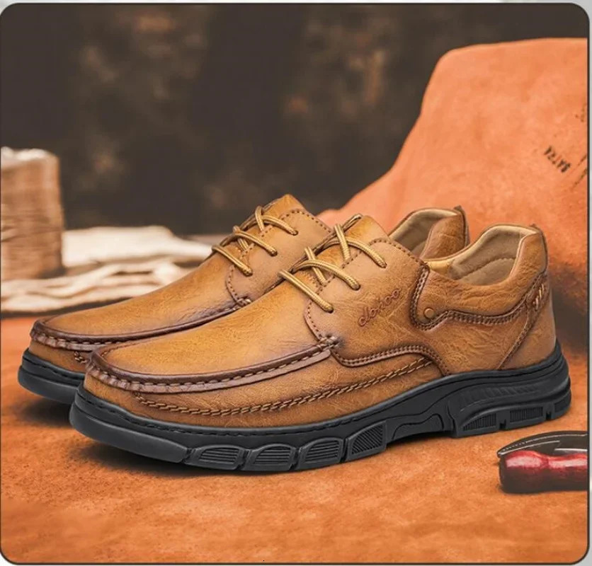 Spring Autumn Handmade Shoes Breathable Casual Leather Shoes Mens Loafers Classic Hand Stitched Mens Shoes 250708