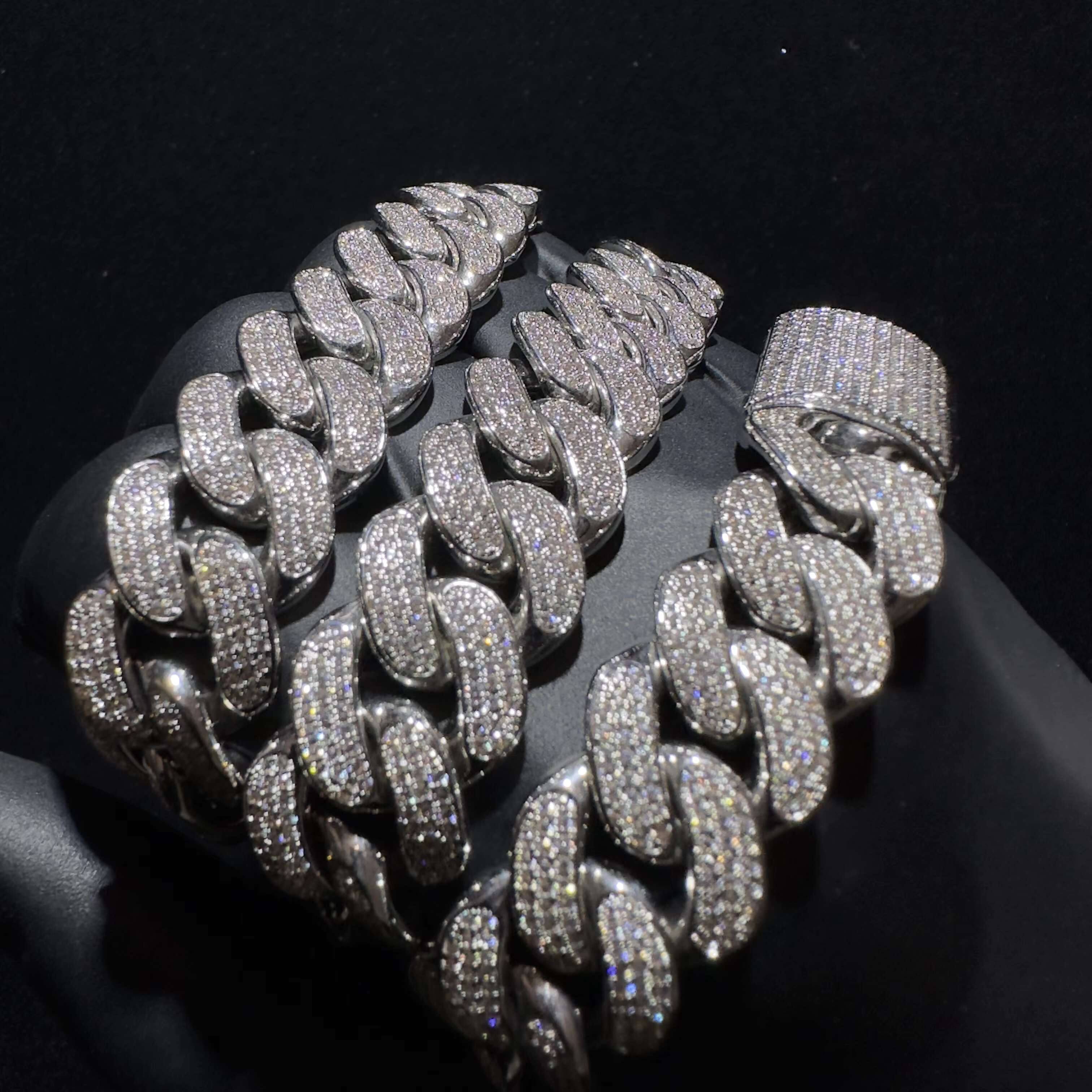10mm 12mm 14mm 18mm Hip-Hop Jewelry Vvs Moissanite Cuban Link Chain With 925 Silver Necklace Men Jewelry