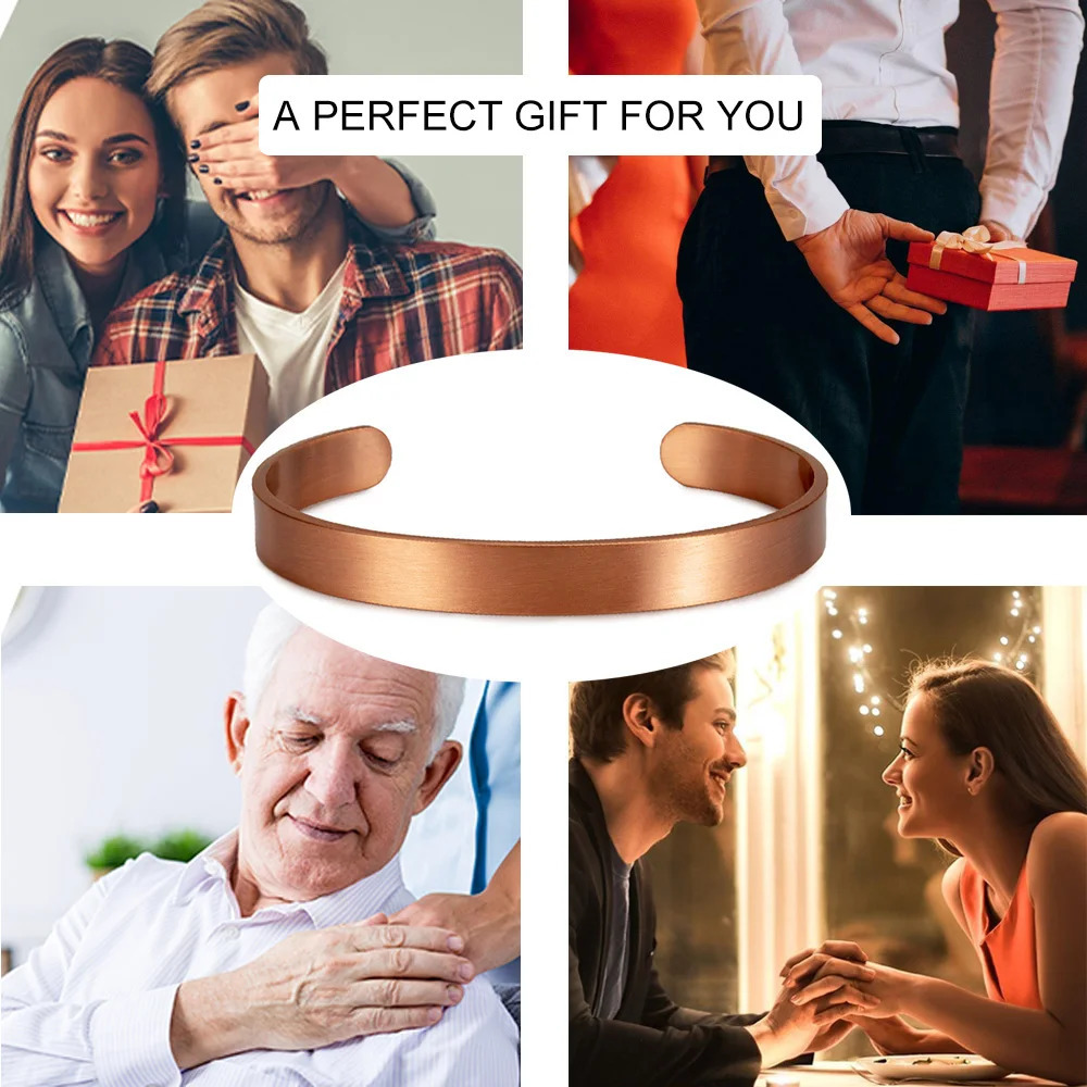 Vinterly Pure Copper Bracelets for Women Men Unisex 9.5mm Wide Adjustable Open Cuff Bangles Female Resizable Jewelry Metal Soft 250712