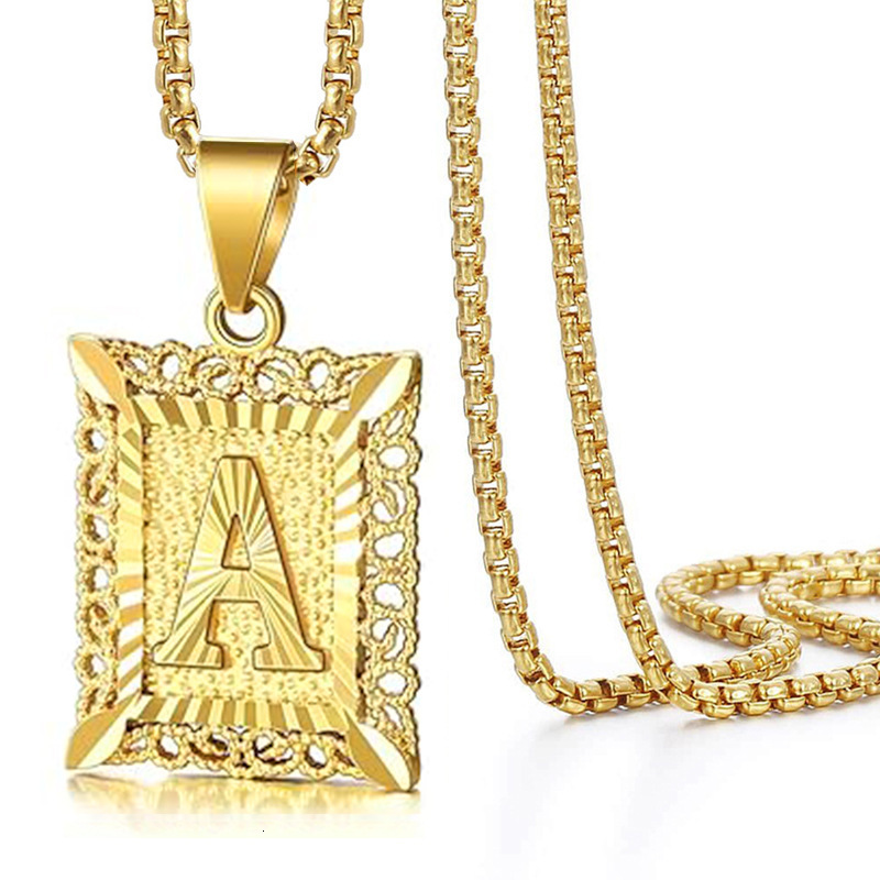 Luxury Jewelry Designer Jewelry Cross-border Jewelry Chain Men's English 26 Letter Pendant Accessories Square Hollow Couple Letter Necklace Women