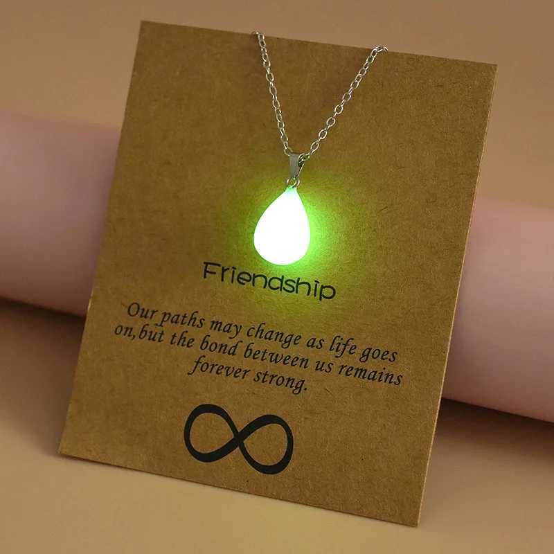 New Punk Luminous Cross Necklace Round Star Water Drop Geometric Natural Stone Pendant for Men Glow In The Dark Gothic Jewelry W250712
