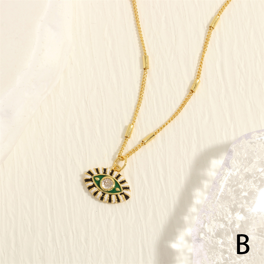 Luxury Jewelry Designer Jewelry Five Senses Eye Jewelry Colorful Oil Drop Devil's Eye Pendant Necklace Inlaid With Zircon Personality Ins Style 1