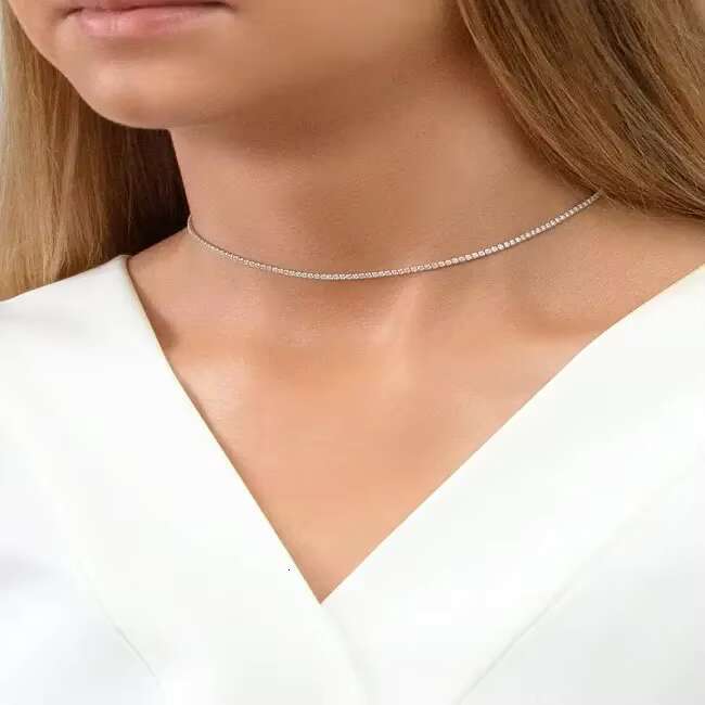 Fashion Jewelry Necklaces 3 MM Tennis Moissanite Lab Grown Diamond Necklace
