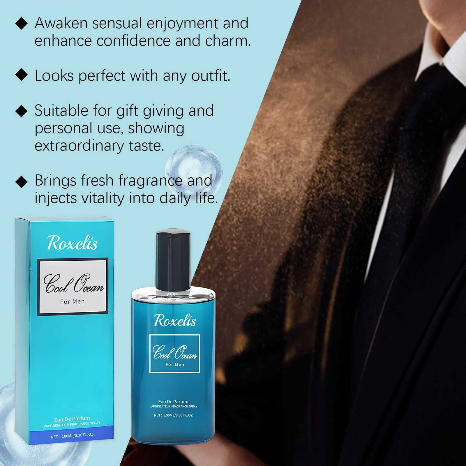Roxelis 100ml Cologne Men Perfume Fresh Body Lasting Fragrance Confidence Boost Pheromone Release Charm Flirting Dating Perfume W250712