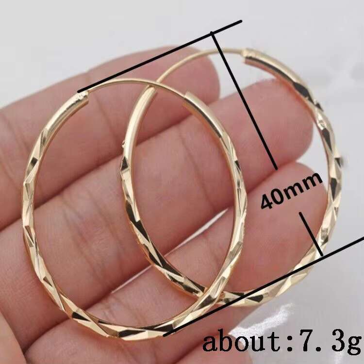 Trendy Fashion Jewelry Geometry Concave Convex Women Earrings Large Gold Plated Hoop Earrings for Women