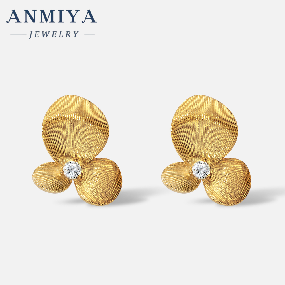 Fashion Jewelry 18k Gold Plated 925 Sterling Silver Delicate Flower Stud Earring