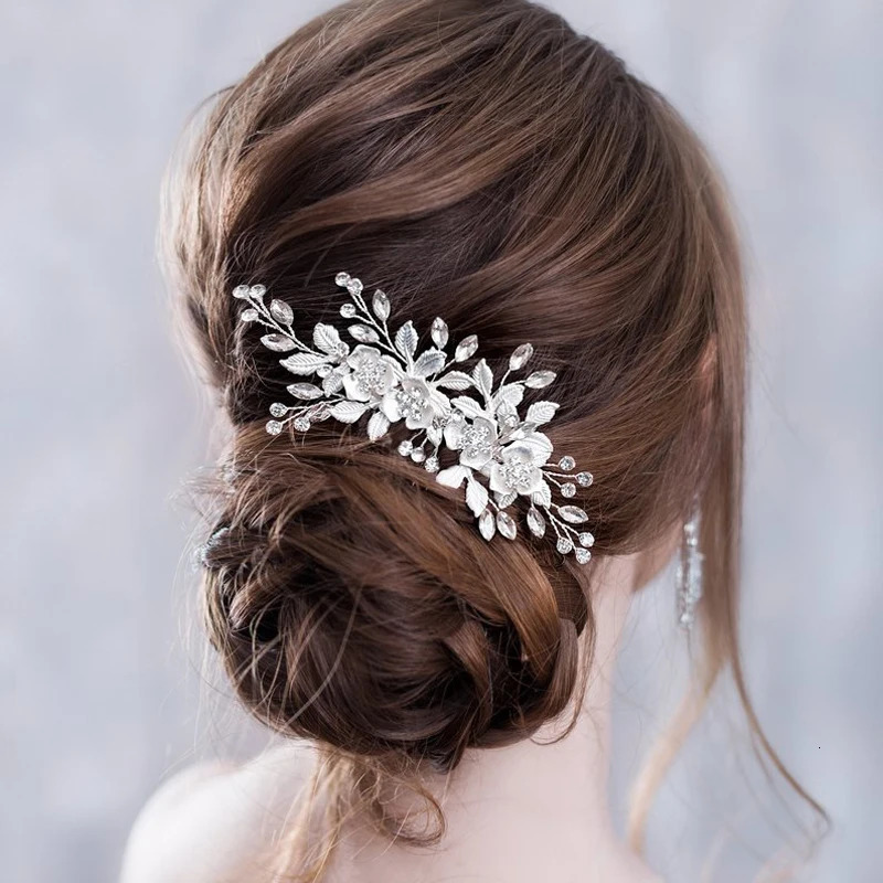 Flower Headband Wedding Hair Accessories Rhinestone Flower Bridal Tiara Headband Hair Comb Hairpins Wedding Hair Jewelry 250711