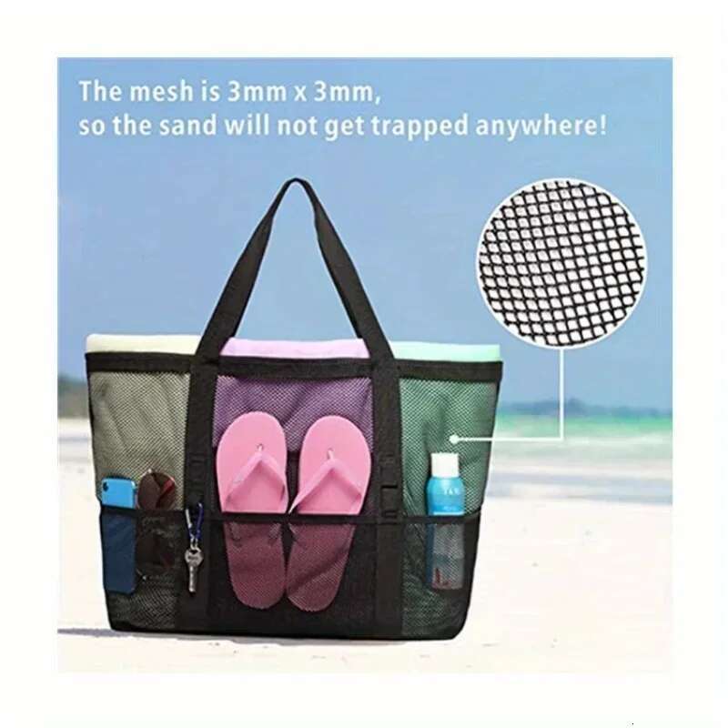 Large Mesh Oversized Waterproof Swim Bag With Separate Wet Pocket Multi Purpose Travel For Beach Tote