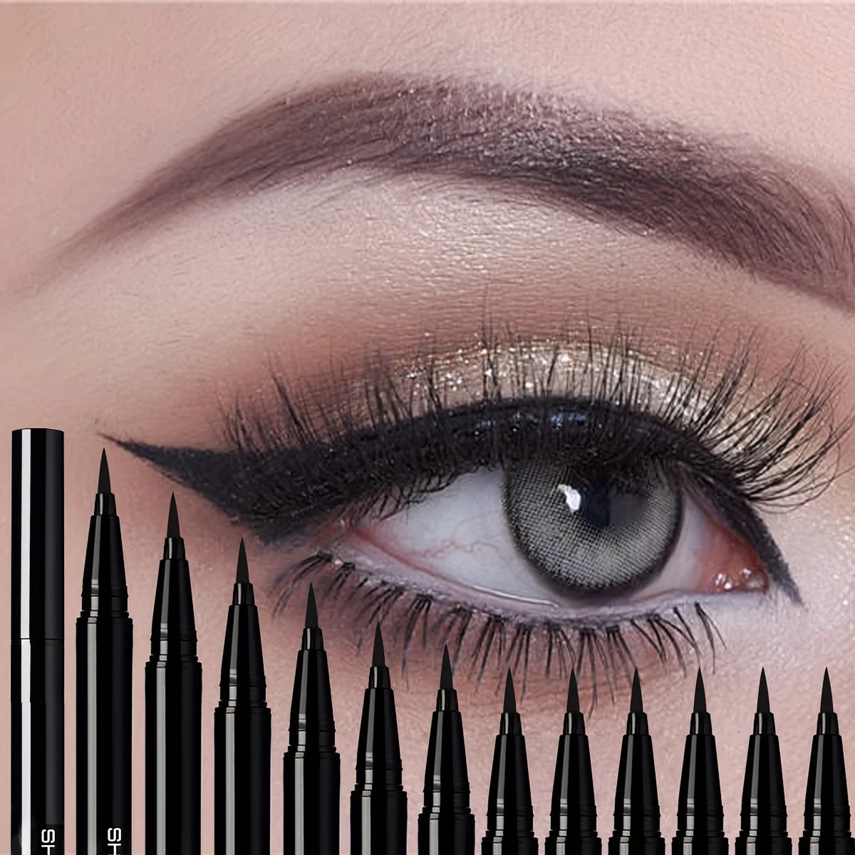 12pcs Deep Stereoscopic Eyeliner Is Durable Waterproof And Sweat-proof No Smudge Quick-drying Delicate Nib Easy To Control 250704