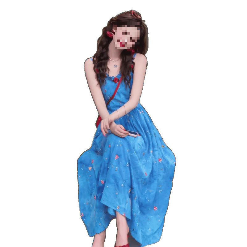 Summer New Women's Skirt Trendy Stunning Women's Flower Skirt Summer New Gentle and Beautiful Vacation Fashion Style Waist Strap Skirt New D