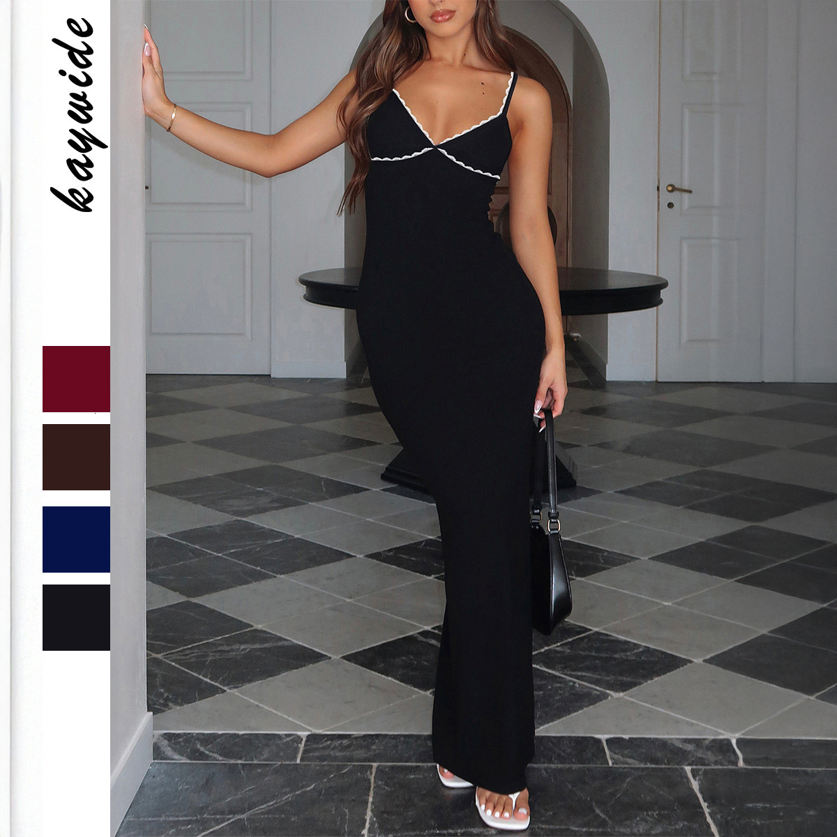 Summer New Women's Skirt Fashion V-neck Sexy Style Strap Slimming Long Skirt Summer New Luxury Designer Women's Skirt New Women's Simpl