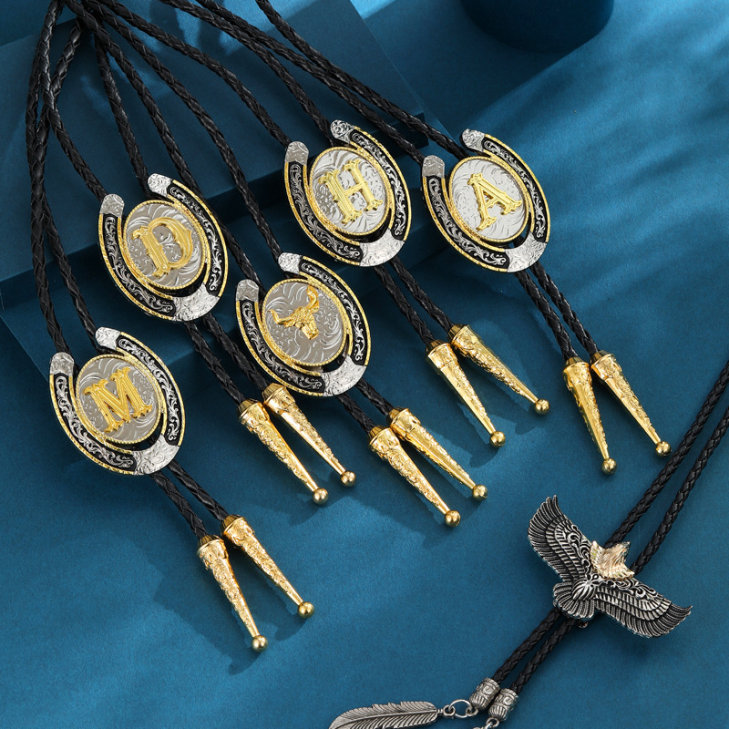 Luxury Jewelry Designer Jewelry Fashion Trend Letter Pendant Necklace For Men Horseshoe U-shaped Neck Rope Creative Design New Tie Necklace Cross-bord