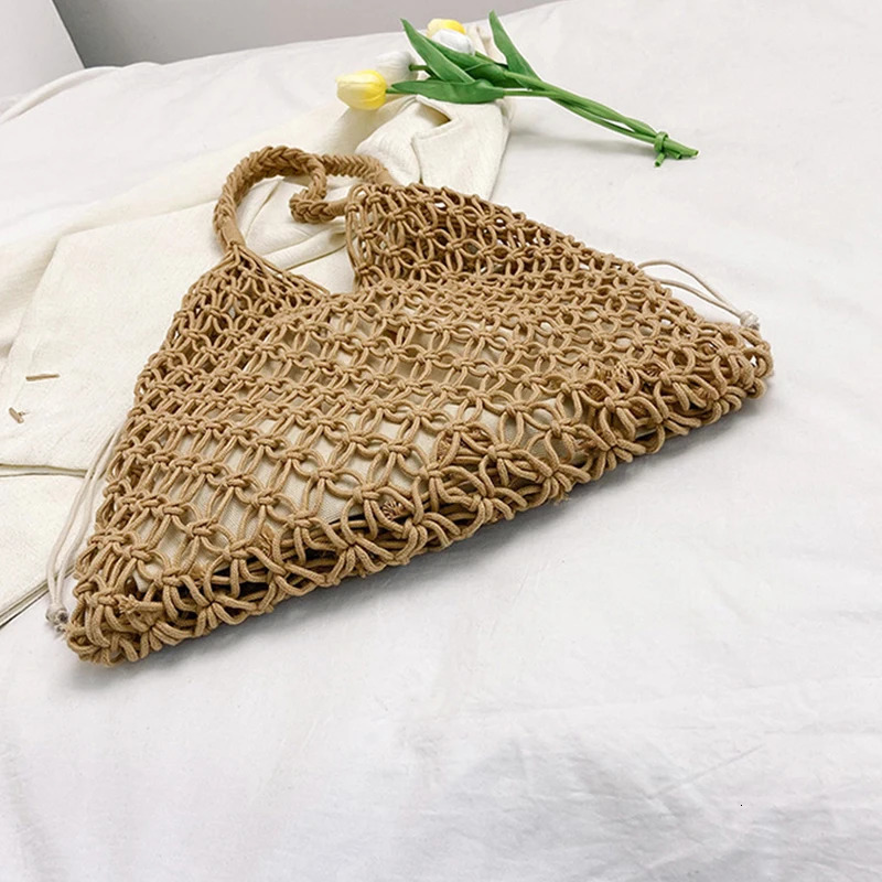 Summer Woven Bag for Women Handbags Handmade Knitted Beach Boho Shoulder Large Tote Hollow Out Shopping 250703