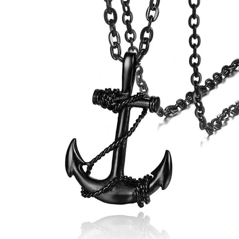 Ropean and Titanium Steel Boat Cat Necklace Mens Stainless Steel Pendant Creative Personalized Cross 0-Shaped Chain Wholesale W250712